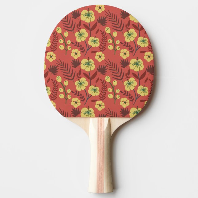 Floral seamless pattern flowers yellow and red ping pong paddle (Front)