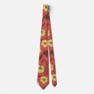 Floral seamless pattern flowers yellow and red tie