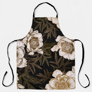 Floral seamless pattern. Garden flowers peonies an Apron