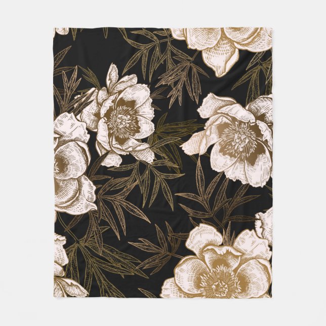 Floral seamless pattern. Garden flowers peonies an Fleece Blanket (Front)