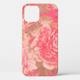 Floral seamless pattern. Garden flowers pink peoni iPhone 12 Case