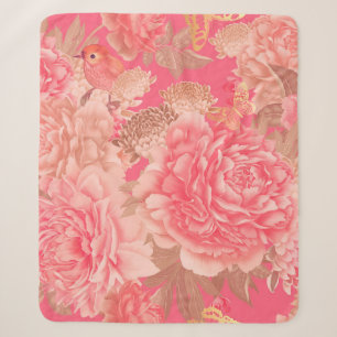Floral seamless pattern. Garden flowers pink peoni Sherpa Blanket