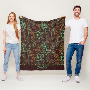 Floral seamless pattern greenery personalised name fleece blanket