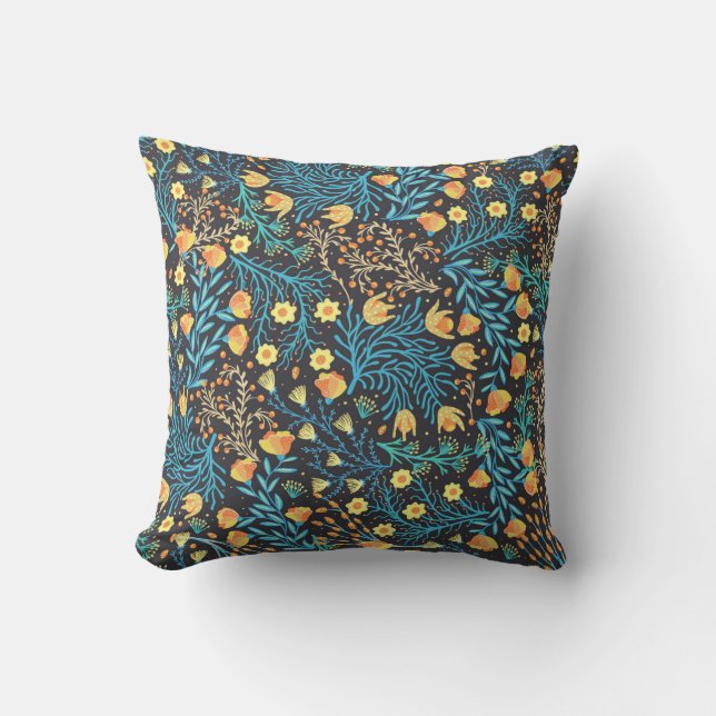 Floral seamless pattern. Hand drawn creative flowe Cushion (Front)