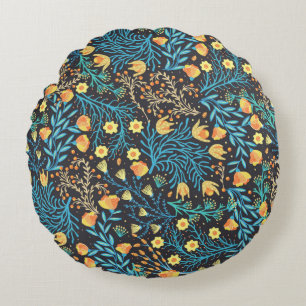 Floral seamless pattern. Hand drawn creative flowe Round Cushion