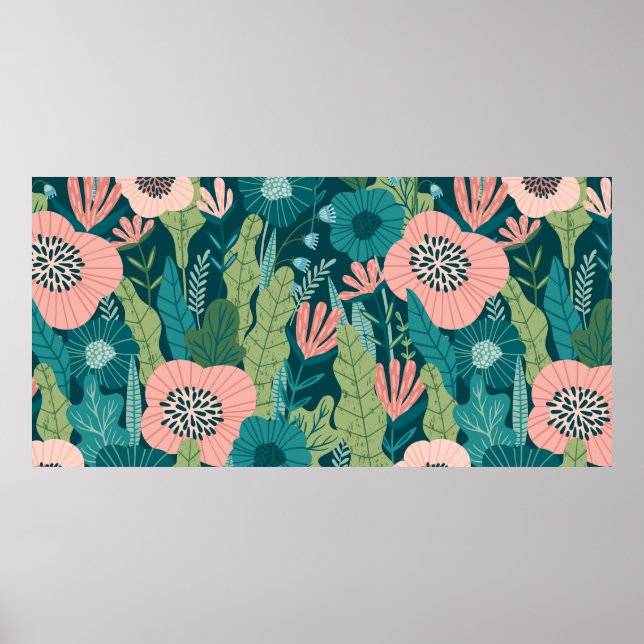 Floral seamless pattern, interior decor (Front)