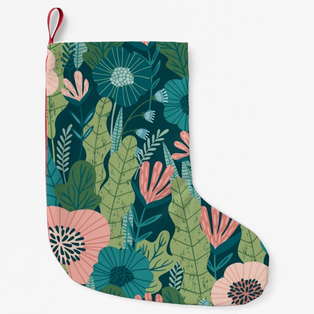 Floral seamless pattern, interior decor small christmas stocking (Front)