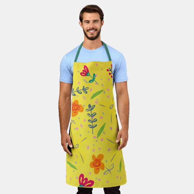Floral Seamless Pattern & Leaves  Apron (Worn)