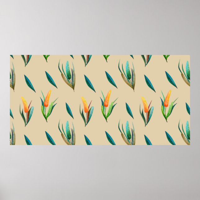Floral seamless pattern made of stylised flowers a poster (Front)