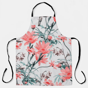 Floral seamless pattern, margarita and hyacinthes, apron