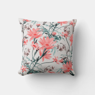Floral seamless pattern, margarita and hyacinthes, cushion