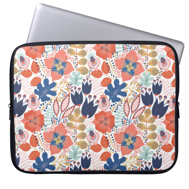 Floral seamless pattern on white. Abstract backgro Laptop Sleeve (Front)