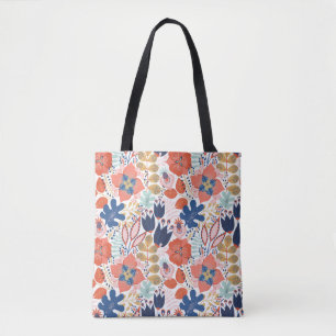 Floral seamless pattern on white. Abstract backgro Tote Bag