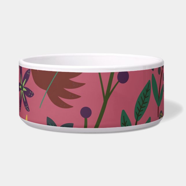 Floral seamless pattern pink flowers leaves branch (Front)