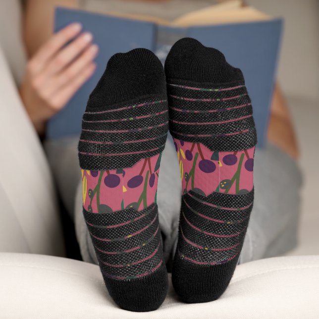 Floral seamless pattern pink flowers leaves branch socks (Bottom)