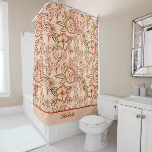 Floral seamless pattern pink personalised name shower curtain