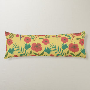 Floral seamless pattern red yellow green flowers body cushion