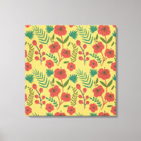 Floral seamless pattern red yellow green flowers