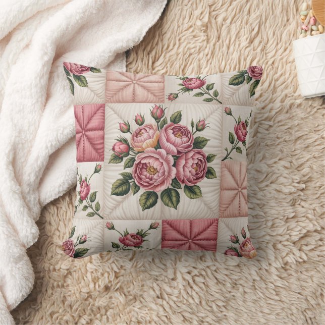  Floral Seamless Pattern, Roes Seamless Pattern Cushion (Blanket)