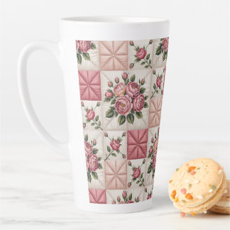  Floral Seamless Pattern, Roes Seamless Pattern Latte Mug
