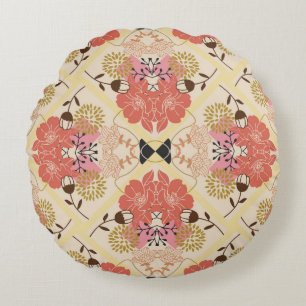 Floral seamless pattern round cushion
