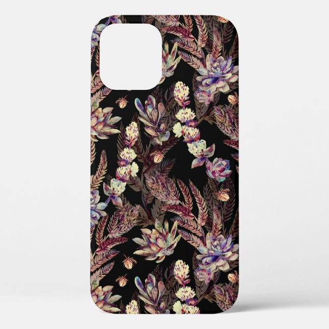 Floral seamless pattern. Succulents, ferns, thorns Case-Mate iPhone Case (Back)
