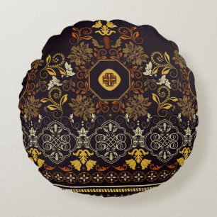 Floral seamless pattern. Vintage indian decorative Round Cushion