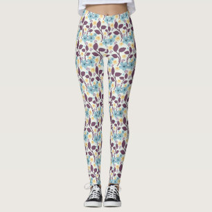 Floral Seamless Pattern Vintage Style Leggings
