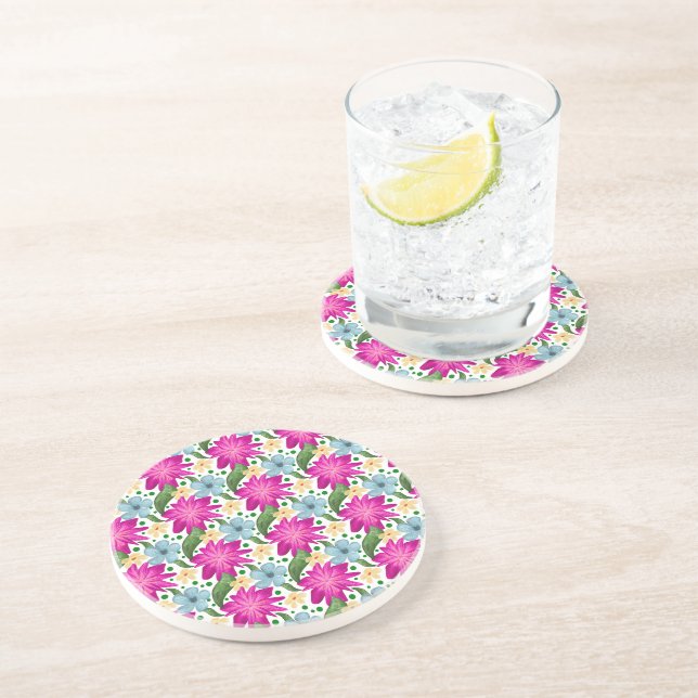 Floral Seamless Pattern | Watercolor Flower Repeat Coaster (Side)
