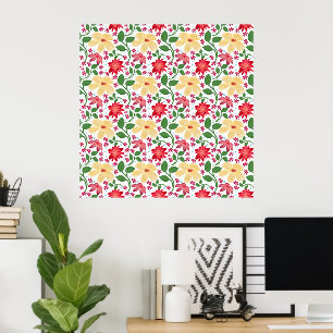 Floral Seamless Pattern   Watercolor Flower Repeat Poster