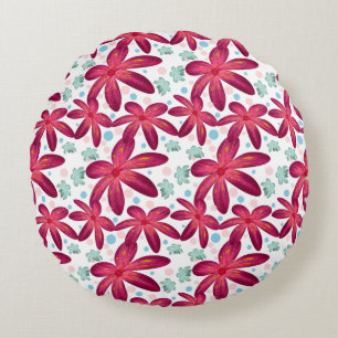 Floral Seamless Pattern   Watercolor Flower Repeat Round Cushion