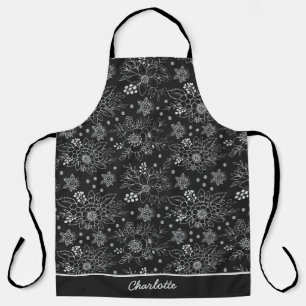 Floral seamless pattern white personalised name apron