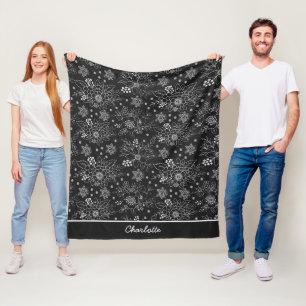 Floral seamless pattern white personalised name  fleece blanket