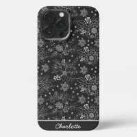 Floral seamless pattern white personalised name