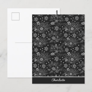Floral seamless pattern white personalised name postcard