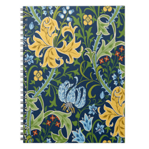 Floral seamless pattern with big flowers, lily and notebook