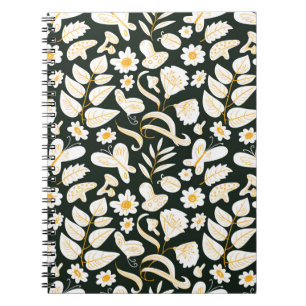 Floral seamless pattern with butterflies and bugs. notebook