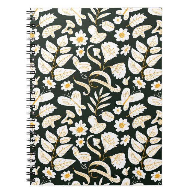Floral seamless pattern with butterflies and bugs. notebook (Front)
