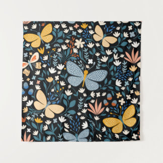 Floral seamless pattern with butterflies,  hand dr tapestry