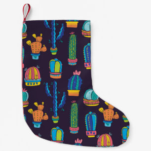 floral seamless pattern with cute cactuses on the  small christmas stocking