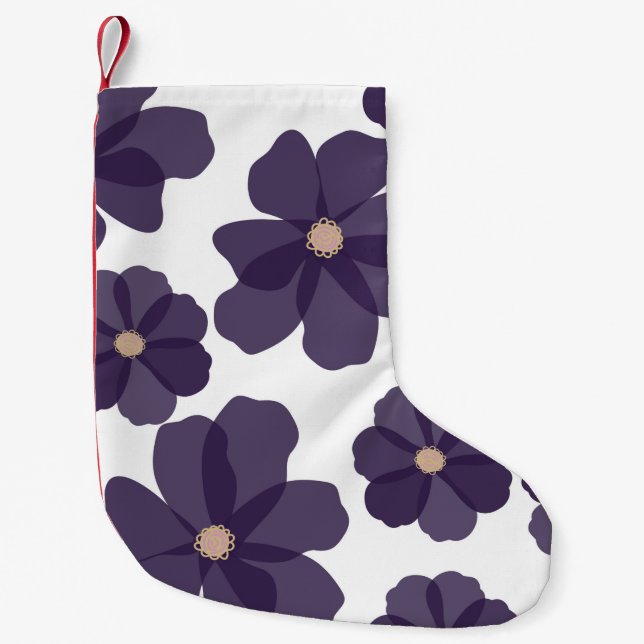Floral seamless pattern with hand drawn purple cos small christmas stocking (Front)