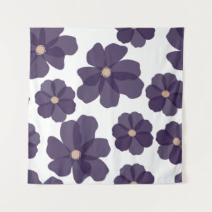 Floral seamless pattern with hand drawn purple cos tapestry