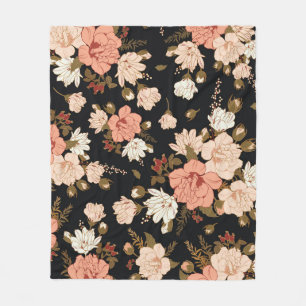 Floral seamless pattern with hibiscus. Floral back Fleece Blanket