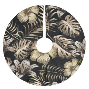 Floral Seamless Pattern with Leaves. Brushed Polyester Tree Skirt