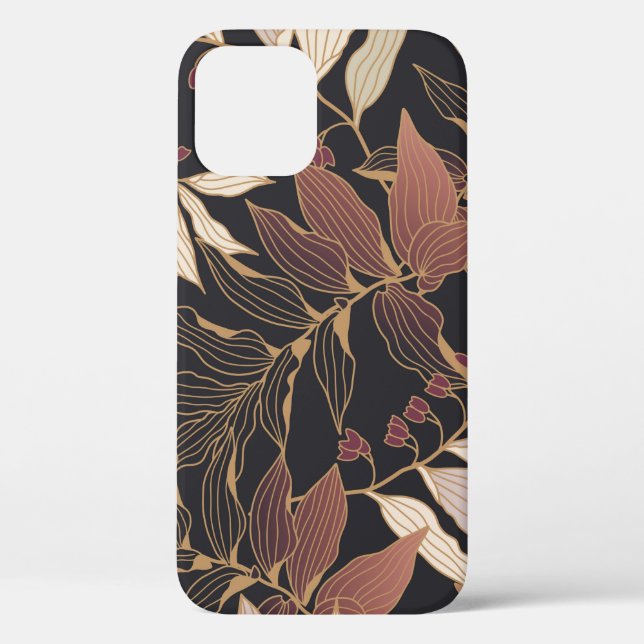Floral seamless pattern with leaves on a dark back Case-Mate iPhone case (Back)