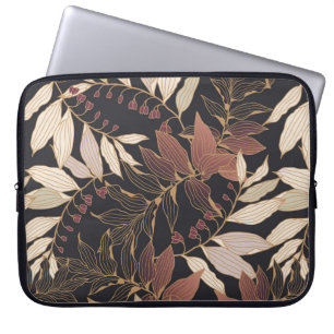 Floral seamless pattern with leaves on a dark back laptop sleeve