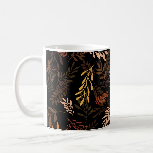 Floral seamless pattern with leaves. Seamless patt Coffee Mug (Left)