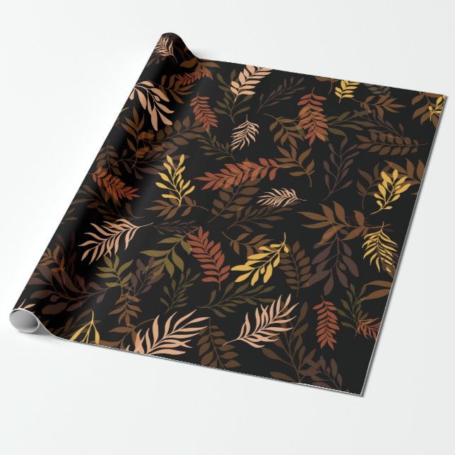 Floral seamless pattern with leaves. Seamless patt Wrapping Paper (Unrolled)