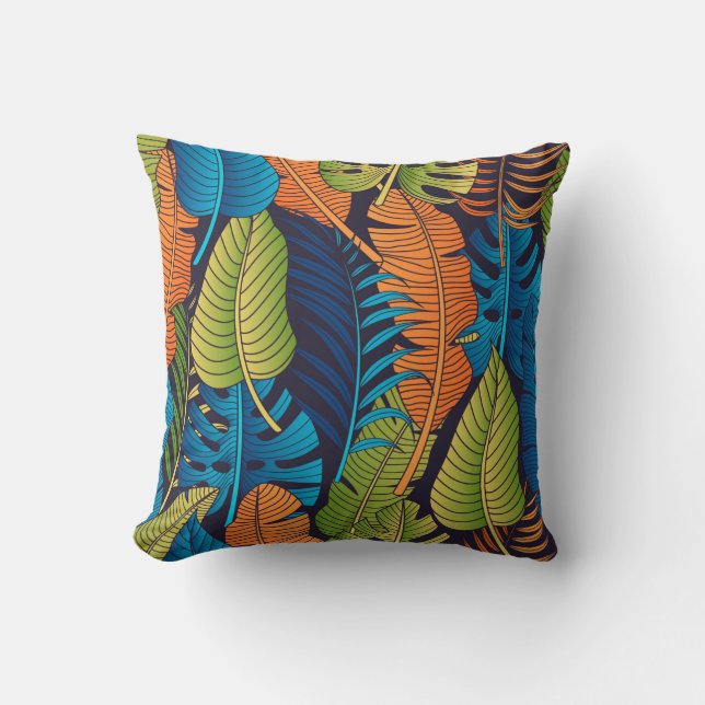 Floral seamless pattern with leaves. tropical back cushion (Front)