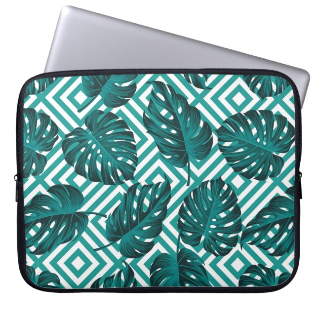 Floral seamless pattern with leaves. tropical back laptop sleeve (Front)